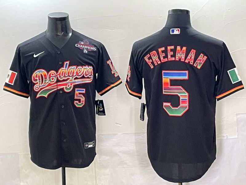 Men 2025 Los Angeles Dodgers 5 Freeman Black Nike MLB Jersey style 002